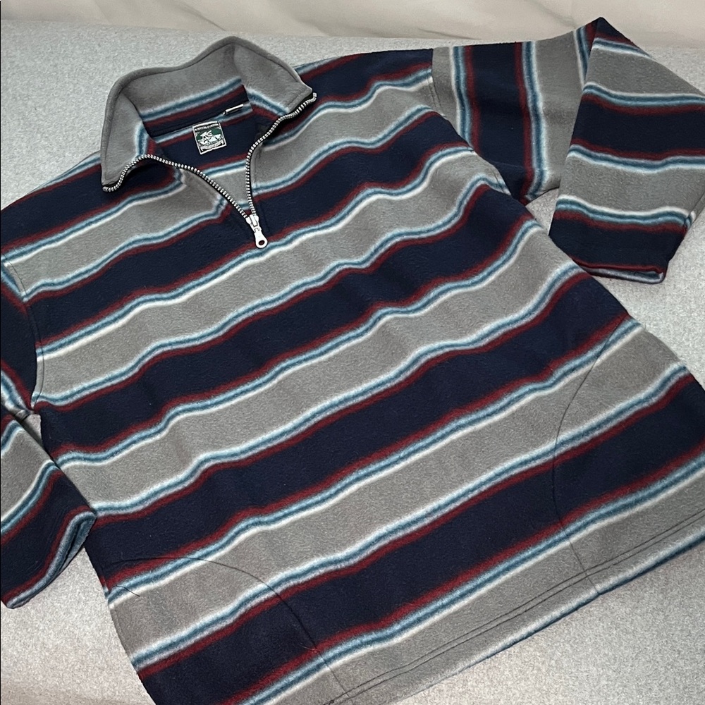 Mcintosh & Seymour Quarter Zip Top Mens XL Rugby Fleece Striped Oversized